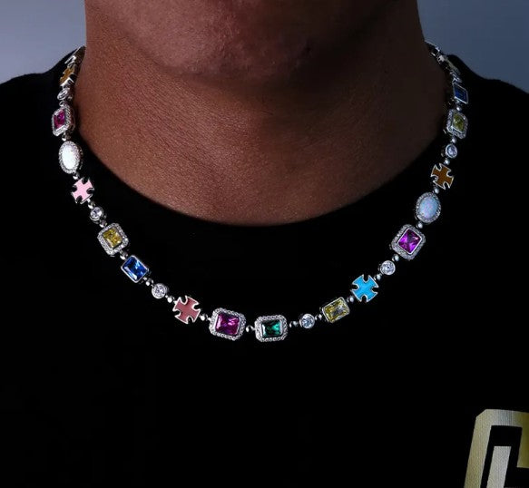 Vergoldete Hip-Hop Edelsteinkette