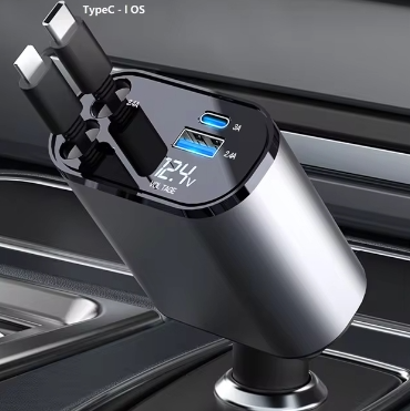 USB-C Auto-Ladekabel mit Einziehfunktion