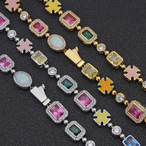 Vergoldete Hip-Hop Edelsteinkette