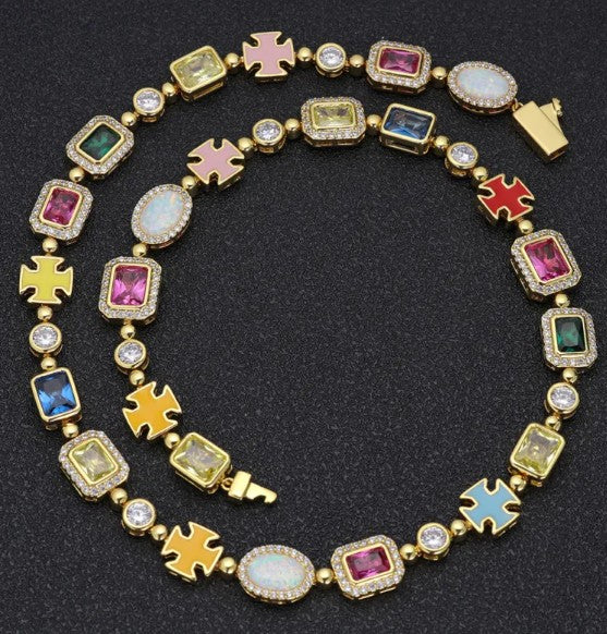 Vergoldete Hip-Hop Edelsteinkette