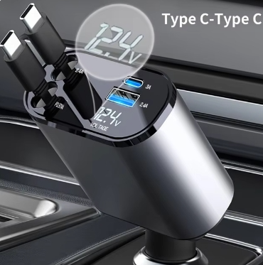 USB-C Auto-Ladekabel mit Einziehfunktion