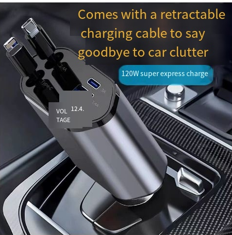USB-C Auto-Ladekabel mit Einziehfunktion