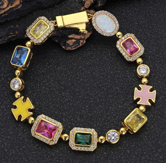 Vergoldete Hip-Hop Edelsteinkette